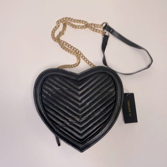 Forever 21 Handbags - NEW...Black heart 🖤 crossbody OS (one size) from Forever21
